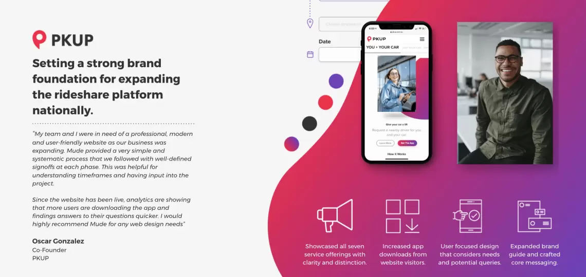 PKUP - brand and web design for tech platform